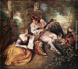 Jean-antoine Watteau Famous Paintings - La gamme d'amour